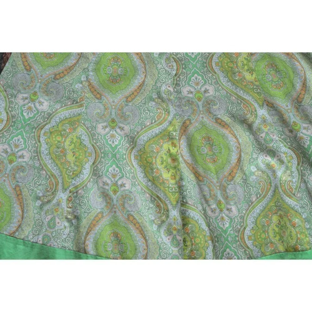 Vintage y2k Forever 21 Pastel Green Paisley A Line Cotton Skirt Juniors Large Pr